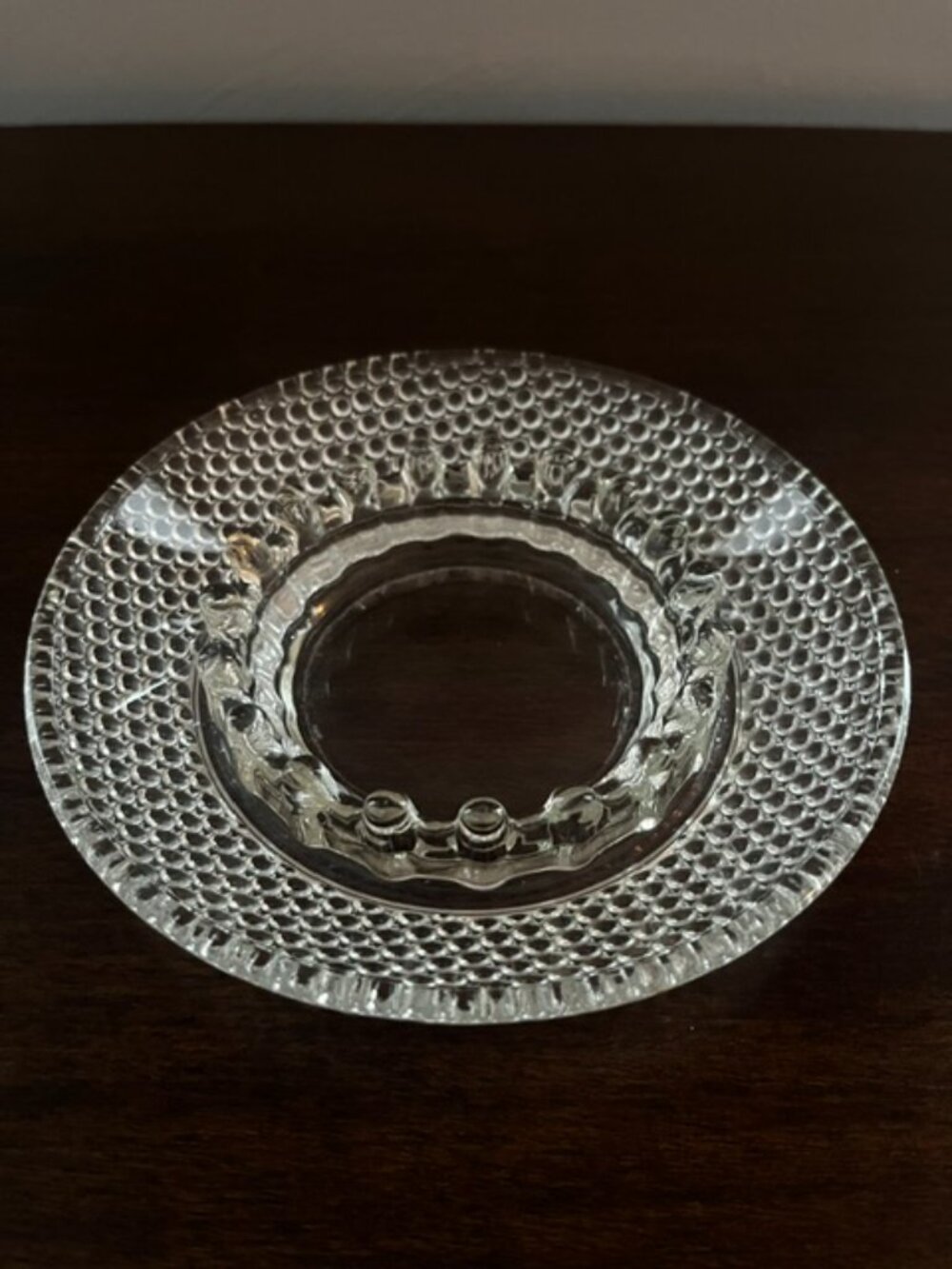 Vintage Clear Glass Hobnail Ashtray Textured